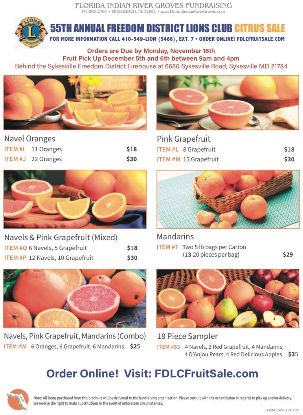 Freedom District Lions Club: Citrus Fruit Sale Is Here