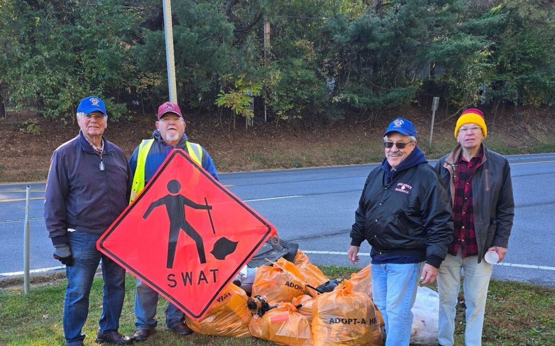 Five Lions Collect 17 Bags of Litter Along Route 32: October Road Cleanup